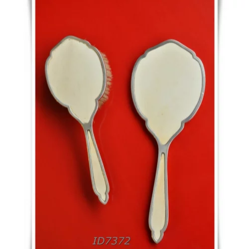 Espejo y escobilla de Plata inglesa 800 con Marfil