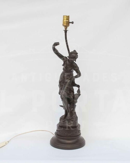 Lámpara de mesa de peltre francés  L. F. Moreau | 1