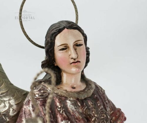 Arcángel San Rafael en madera tallada y policromada | 3