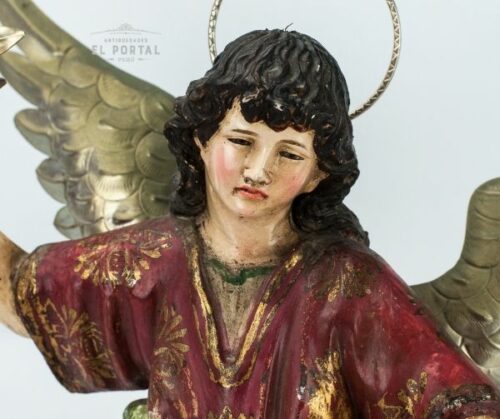 Arcángel San Gabriel en madera tallada policromada | 2
