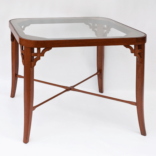 Mesa auxiliar de madera y vidrio