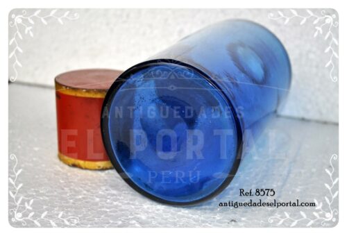 Pomo de farmacia de color azul etiqueta de porcelana  | 2
