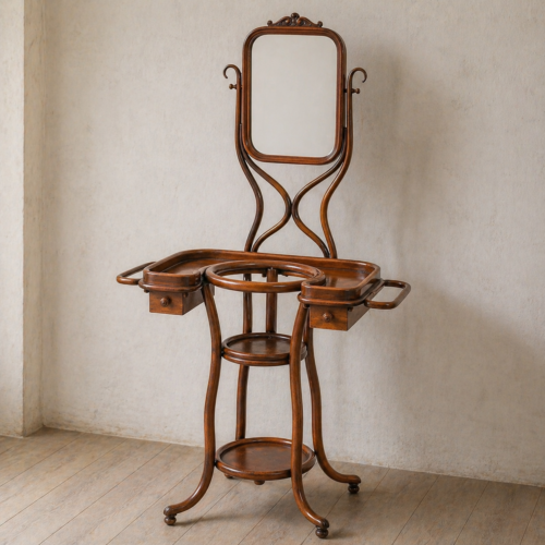 Soporte de Afeitado Estilo Thonet en Madera Curvada – Pieza Decorativa y Funcional