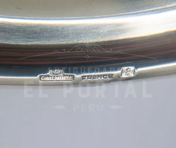 Bandeja redonda de plaqué francés Christofle - Image 3