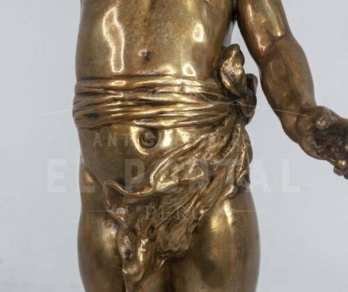 Lámpara de mesa de bronce figura de Querubín | 4