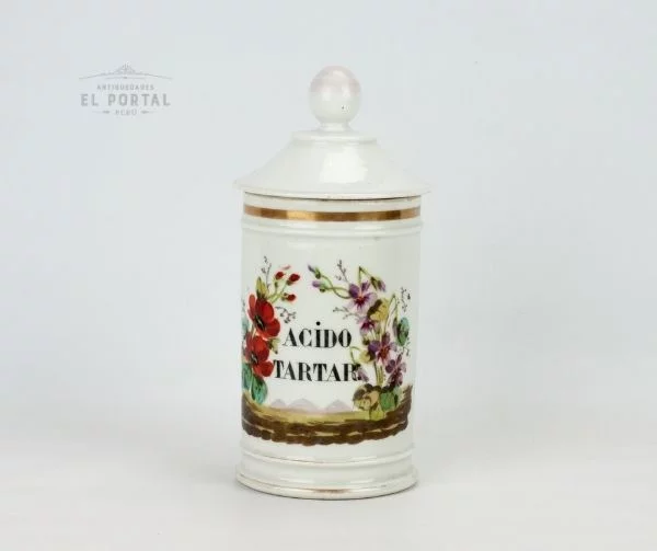 Conservera de farmacia de porcelana ACIDO TARTAR