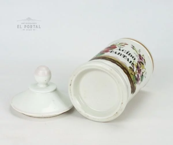 Conservera de farmacia de porcelana ACIDO TARTAR