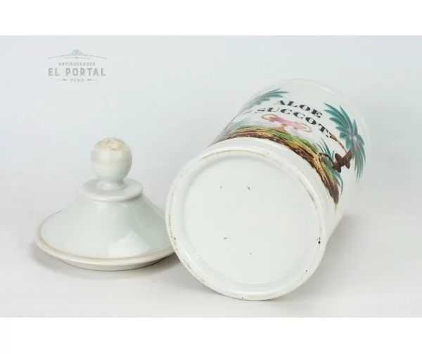 Conservera de botica de porcelana francesa "ALOE-SUCCOT" - Image 4