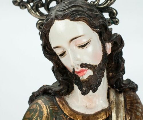 San José y Virgen Maria en madera tallada policromada | 3