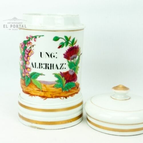 Conservera de botica de porcelana "UNG-ALB-RHAZ:" | 2