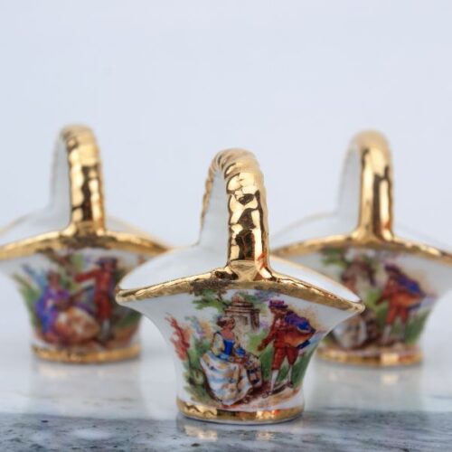 Canasta miniatura de porcelana Limoges France