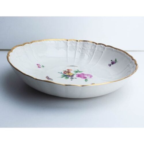 Plato Bowl de porcelana KPM con Flores y Mariposas Pintadas a Mano | 2