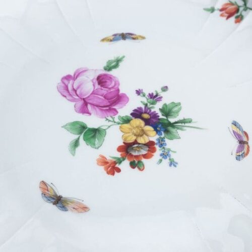 Plato Bowl de porcelana KPM con Flores y Mariposas Pintadas a Mano | 3