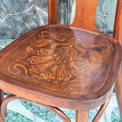 Set de Sillas Austriacas Estilo Art Nouveau con Asiento motivo floral | 3