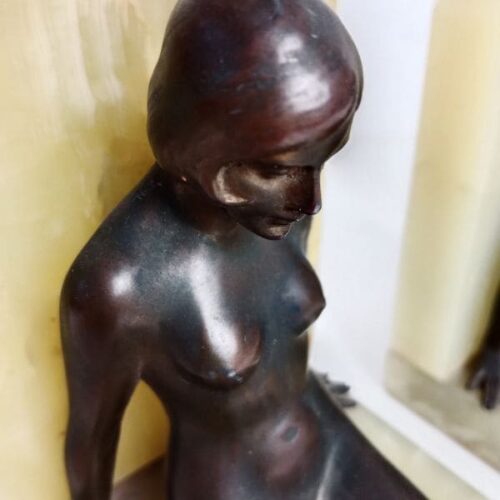 Sujetalibros de Mujer Desnuda de Bronce base de Ónix Estilo Art Déco | 3