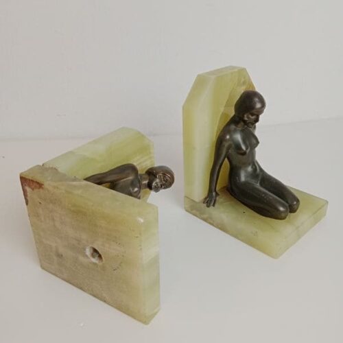 Sujetalibros de Mujer Desnuda de Bronce base de Ónix Estilo Art Déco | 5