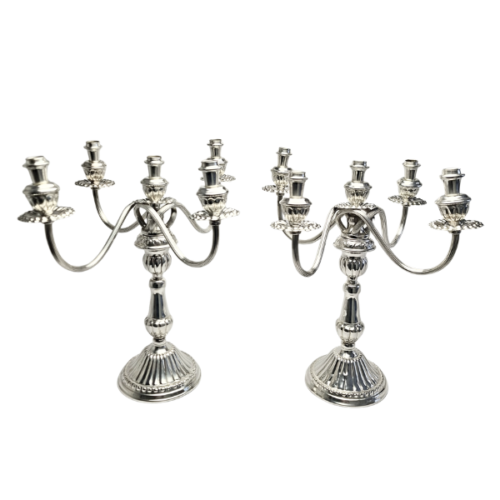 Par de candelabros de plaqué 5 velas